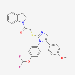 2-((1-(4-(difluoromethoxy)phenyl)-5-(4-methoxyphenyl)-1H-imidazol-2-yl)thio)-1-(indolin-1-yl)ethanone
