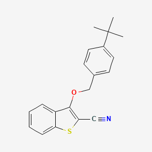 molecular formula C20H19NOS B2741845 3-[(4-Tert-butylphenyl)methoxy]-1-benzothiophene-2-carbonitrile CAS No. 320422-43-3