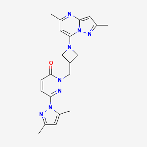 molecular formula C21H24N8O B2741858 6-(3,5-dimethyl-1H-pyrazol-1-yl)-2-[(1-{2,5-dimethylpyrazolo[1,5-a]pyrimidin-7-yl}azetidin-3-yl)methyl]-2,3-dihydropyridazin-3-one CAS No. 2178771-76-9