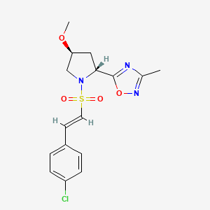 5-[(2R,4S)-1-[(E)-2-(4-Chlorophenyl)ethenyl]sulfonyl-4-methoxypyrrolidin-2-yl]-3-methyl-1,2,4-oxadiazole