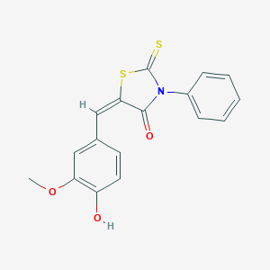 molecular formula C17H13NO3S2 B274187 (5E)-5-(4-Hydroxy-3-methoxybenzylidene)-3-phenyl-2-thioxo-1,3-thiazolidin-4-one 