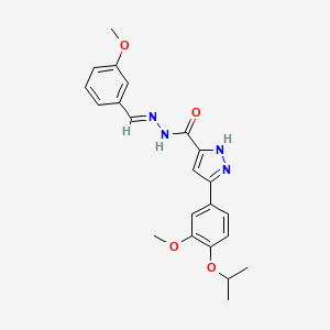 molecular formula C22H24N4O4 B2741882 (E)-3-(4-isopropoxy-3-methoxyphenyl)-N'-(3-methoxybenzylidene)-1H-pyrazole-5-carbohydrazide CAS No. 303106-22-1