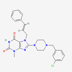 8-(4-(3-chlorobenzyl)piperazin-1-yl)-7-cinnamyl-3-methyl-1H-purine-2,6(3H,7H)-dione