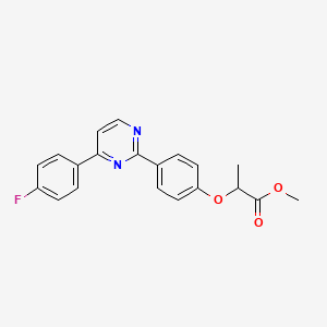 molecular formula C20H17FN2O3 B2741888 甲酸甲酯2-{4-[4-(4-氟苯基)-2-嘧啶基]苯氧基}丙酸酯 CAS No. 477856-80-7