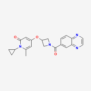 molecular formula C21H20N4O3 B2741890 1-cyclopropyl-6-methyl-4-((1-(quinoxaline-6-carbonyl)azetidin-3-yl)oxy)pyridin-2(1H)-one CAS No. 2034238-14-5
