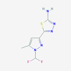 molecular formula C7H7F2N5S B2741899 5-[1-(Difluoromethyl)-5-methylpyrazol-3-yl]-1,3,4-thiadiazol-2-amine CAS No. 1946813-30-4