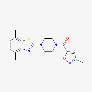 molecular formula C18H20N4O2S B2741925 (4-(4,7-二甲基苯并[d]噻唑-2-基)哌嗪-1-基)(3-甲基异噁唑-5-基)甲酮 CAS No. 946287-27-0