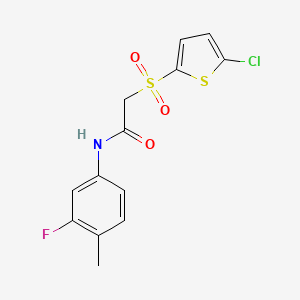 2-((5-chlorothiophen-2-yl)sulfonyl)-N-(3-fluoro-4-methylphenyl)acetamide