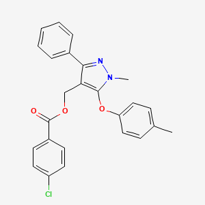 molecular formula C25H21ClN2O3 B2741941 [1-methyl-5-(4-methylphenoxy)-3-phenyl-1H-pyrazol-4-yl]methyl 4-chlorobenzenecarboxylate CAS No. 318247-60-8