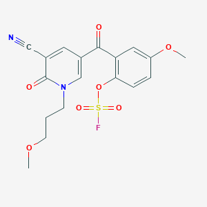 molecular formula C18H17FN2O7S B2741953 3-Cyano-5-(2-fluorosulfonyloxy-5-methoxybenzoyl)-1-(3-methoxypropyl)-2-oxopyridine CAS No. 2411240-92-9