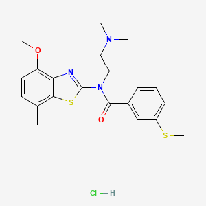 molecular formula C21H26ClN3O2S2 B2741961 N-(2-(二甲基氨基)乙基)-N-(4-甲氧基-7-甲基苯并[d]噻唑-2-基)-3-(甲硫基)苯甲酰胺盐酸盐 CAS No. 1329847-54-2