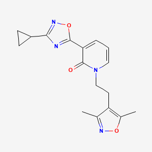 molecular formula C17H18N4O3 B2741965 3-(3-cyclopropyl-1,2,4-oxadiazol-5-yl)-1-[2-(3,5-dimethylisoxazol-4-yl)ethyl]pyridin-2(1H)-one CAS No. 1396864-89-3