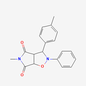 molecular formula C19H18N2O3 B2741966 5-methyl-2-phenyl-3-(p-tolyl)dihydro-2H-pyrrolo[3,4-d]isoxazole-4,6(5H,6aH)-dione CAS No. 1005116-95-9