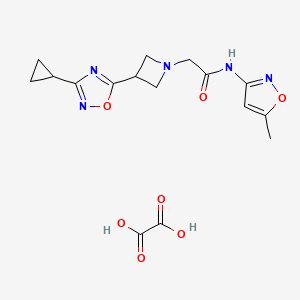 molecular formula C16H19N5O7 B2741968 2-(3-(3-cyclopropyl-1,2,4-oxadiazol-5-yl)azetidin-1-yl)-N-(5-methylisoxazol-3-yl)acetamide oxalate CAS No. 1396799-95-3