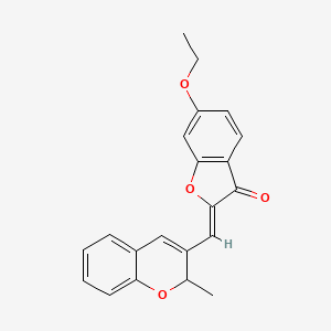 molecular formula C21H18O4 B2741973 (Z)-6-ethoxy-2-((2-methyl-2H-chromen-3-yl)methylene)benzofuran-3(2H)-one CAS No. 859662-16-1