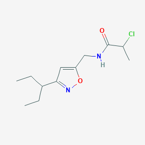 2-Chloro-N-[(3-pentan-3-yl-1,2-oxazol-5-yl)methyl]propanamide