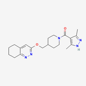 molecular formula C20H27N5O2 B2741986 (3,5-Dimethyl-1H-pyrazol-4-yl)-[4-(5,6,7,8-tetrahydrocinnolin-3-yloxymethyl)piperidin-1-yl]methanone CAS No. 2379948-55-5