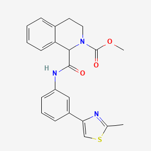 molecular formula C22H21N3O3S B2741987 methyl 1-((3-(2-methylthiazol-4-yl)phenyl)carbamoyl)-3,4-dihydroisoquinoline-2(1H)-carboxylate CAS No. 1396632-97-5