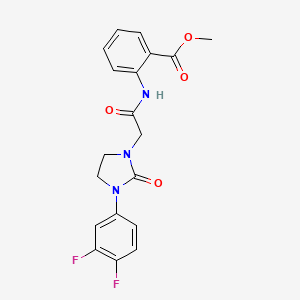molecular formula C19H17F2N3O4 B2741991 Methyl 2-(2-(3-(3,4-difluorophenyl)-2-oxoimidazolidin-1-yl)acetamido)benzoate CAS No. 1251577-55-5