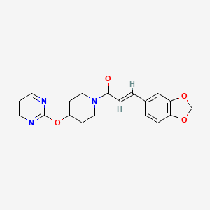 (E)-3-(benzo[d][1,3]dioxol-5-yl)-1-(4-(pyrimidin-2-yloxy)piperidin-1-yl)prop-2-en-1-one