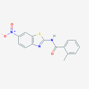 molecular formula C15H11N3O3S B274200 2-methyl-N-(6-nitro-1,3-benzothiazol-2-yl)benzamide 
