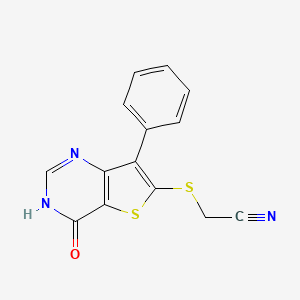 molecular formula C14H9N3OS2 B2742004 2-[(4-Hydroxy-7-phenylthieno[3,2-d]pyrimidin-6-yl)sulfanyl]acetonitrile CAS No. 477857-54-8