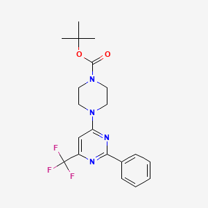 molecular formula C20H23F3N4O2 B2742009 Tert-butyl 4-[2-phenyl-6-(trifluoromethyl)pyrimidin-4-yl]piperazine-1-carboxylate CAS No. 1984073-83-7
