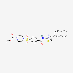 Ethyl 4-((4-((4-(5,6,7,8-tetrahydronaphthalen-2-yl)thiazol-2-yl)carbamoyl)phenyl)sulfonyl)piperazine-1-carboxylate