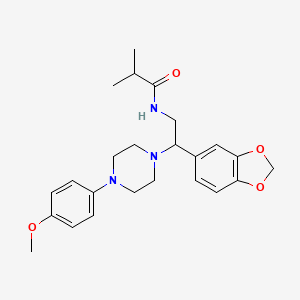molecular formula C24H31N3O4 B2742020 N-(2-(苯并[d][1,3]二噁噻-5-基)-2-(4-(4-甲氧基苯基)哌嗪-1-基)乙基)异丁酰胺 CAS No. 896359-94-7