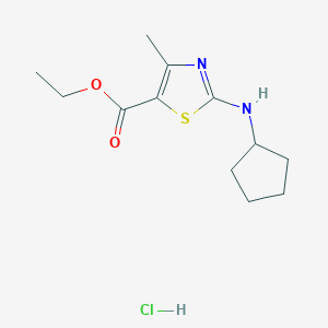 molecular formula C12H19ClN2O2S B2742028 乙酸乙酯 2-(环戊基氨基)-4-甲基-1,3-噻唑-5-甲酸酯 盐酸盐 CAS No. 1431962-17-2