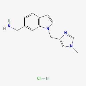 molecular formula C14H17ClN4 B2742031 [1-[(1-Methylimidazol-4-yl)methyl]indol-6-yl]methanamine;hydrochloride CAS No. 2402828-95-7