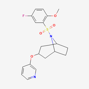 molecular formula C19H21FN2O4S B2742032 (1R,5S)-8-((5-氟-2-甲氧基苯基)磺酰)-3-(吡啶-3-氧基)-8-氮杂双环[3.2.1]辛烷 CAS No. 2108861-18-1