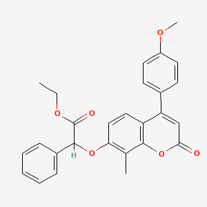 molecular formula C27H24O6 B2742055 ethyl {[4-(4-methoxyphenyl)-8-methyl-2-oxo-2H-chromen-7-yl]oxy}(phenyl)acetate CAS No. 500203-90-7