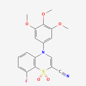 molecular formula C18H15FN2O5S B2742057 8-fluoro-4-(3,4,5-trimethoxyphenyl)-4H-1,4-benzothiazine-2-carbonitrile 1,1-dioxide CAS No. 1207002-69-4