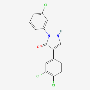 molecular formula C15H9Cl3N2O B2742058 2-(3-chlorophenyl)-4-(3,4-dichlorophenyl)-1,2-dihydro-3H-pyrazol-3-one CAS No. 338978-53-3