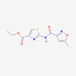 molecular formula C11H11N3O4S B2742060 Ethyl 2-(5-methylisoxazole-3-carboxamido)thiazole-4-carboxylate CAS No. 941991-01-1