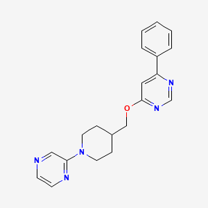 molecular formula C20H21N5O B2742062 4-Phenyl-6-[(1-pyrazin-2-ylpiperidin-4-yl)methoxy]pyrimidine CAS No. 2379993-37-8