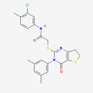 molecular formula C23H22ClN3O2S2 B2742069 N-(3-chloro-4-methylphenyl)-2-((3-(3,5-dimethylphenyl)-4-oxo-3,4,6,7-tetrahydrothieno[3,2-d]pyrimidin-2-yl)thio)acetamide CAS No. 877653-53-7