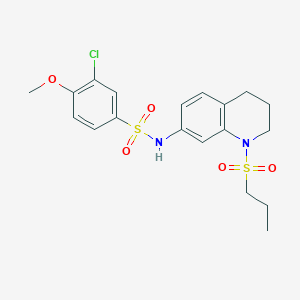 molecular formula C19H23ClN2O5S2 B2742091 3-chloro-4-methoxy-N-(1-(propylsulfonyl)-1,2,3,4-tetrahydroquinolin-7-yl)benzenesulfonamide CAS No. 946249-55-4