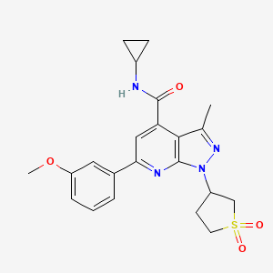 molecular formula C22H24N4O4S B2742092 N-cyclopropyl-1-(1,1-dioxidotetrahydrothiophen-3-yl)-6-(3-methoxyphenyl)-3-methyl-1H-pyrazolo[3,4-b]pyridine-4-carboxamide CAS No. 1021216-10-3