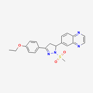 molecular formula C20H20N4O3S B2742093 6-(3-(4-ethoxyphenyl)-1-(methylsulfonyl)-4,5-dihydro-1H-pyrazol-5-yl)quinoxaline CAS No. 1010904-66-1