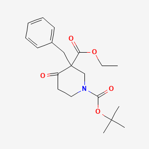 molecular formula C20H27NO5 B2742095 1-O-叔丁基 3-O-乙基 3-苄基-4-氧代哌啶-1,3-二羧酸酯 CAS No. 219324-21-7