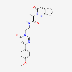 N-(2-(4-(4-methoxyphenyl)-6-oxopyrimidin-1(6H)-yl)ethyl)-2-(3-oxo-3,5,6,7-tetrahydro-2H-cyclopenta[c]pyridazin-2-yl)propanamide