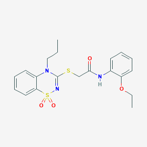 molecular formula C20H23N3O4S2 B2742104 2-((1,1-dioxido-4-propyl-4H-benzo[e][1,2,4]thiadiazin-3-yl)thio)-N-(2-ethoxyphenyl)acetamide CAS No. 899977-87-8