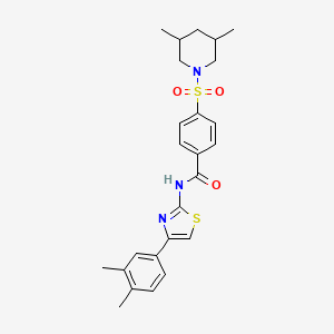 molecular formula C25H29N3O3S2 B2742105 N-(4-(3,4-二甲基苯基)噻唑-2-基)-4-((3,5-二甲基哌啶-1-基)磺酰基)苯甲酰胺 CAS No. 361167-48-8