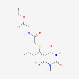 Ethyl 2-(2-((6-ethyl-1,3-dimethyl-2,4-dioxo-1,2,3,4-tetrahydropyrido[2,3-d]pyrimidin-5-yl)thio)acetamido)acetate