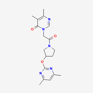 molecular formula C18H23N5O3 B2742115 3-(2-(3-((4,6-dimethylpyrimidin-2-yl)oxy)pyrrolidin-1-yl)-2-oxoethyl)-5,6-dimethylpyrimidin-4(3H)-one CAS No. 2034252-13-4