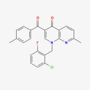 molecular formula C24H18ClFN2O2 B2742116 1-(2-chloro-6-fluorobenzyl)-7-methyl-3-(4-methylbenzoyl)-1,8-naphthyridin-4(1H)-one CAS No. 892293-23-1