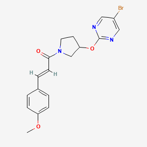 molecular formula C18H18BrN3O3 B2742130 (2E)-1-{3-[(5-bromopyrimidin-2-yl)oxy]pyrrolidin-1-yl}-3-(4-methoxyphenyl)prop-2-en-1-one CAS No. 2097940-23-1