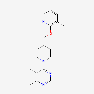 molecular formula C18H24N4O B2742141 4,5-Dimethyl-6-[4-[(3-methylpyridin-2-yl)oxymethyl]piperidin-1-yl]pyrimidine CAS No. 2379993-98-1